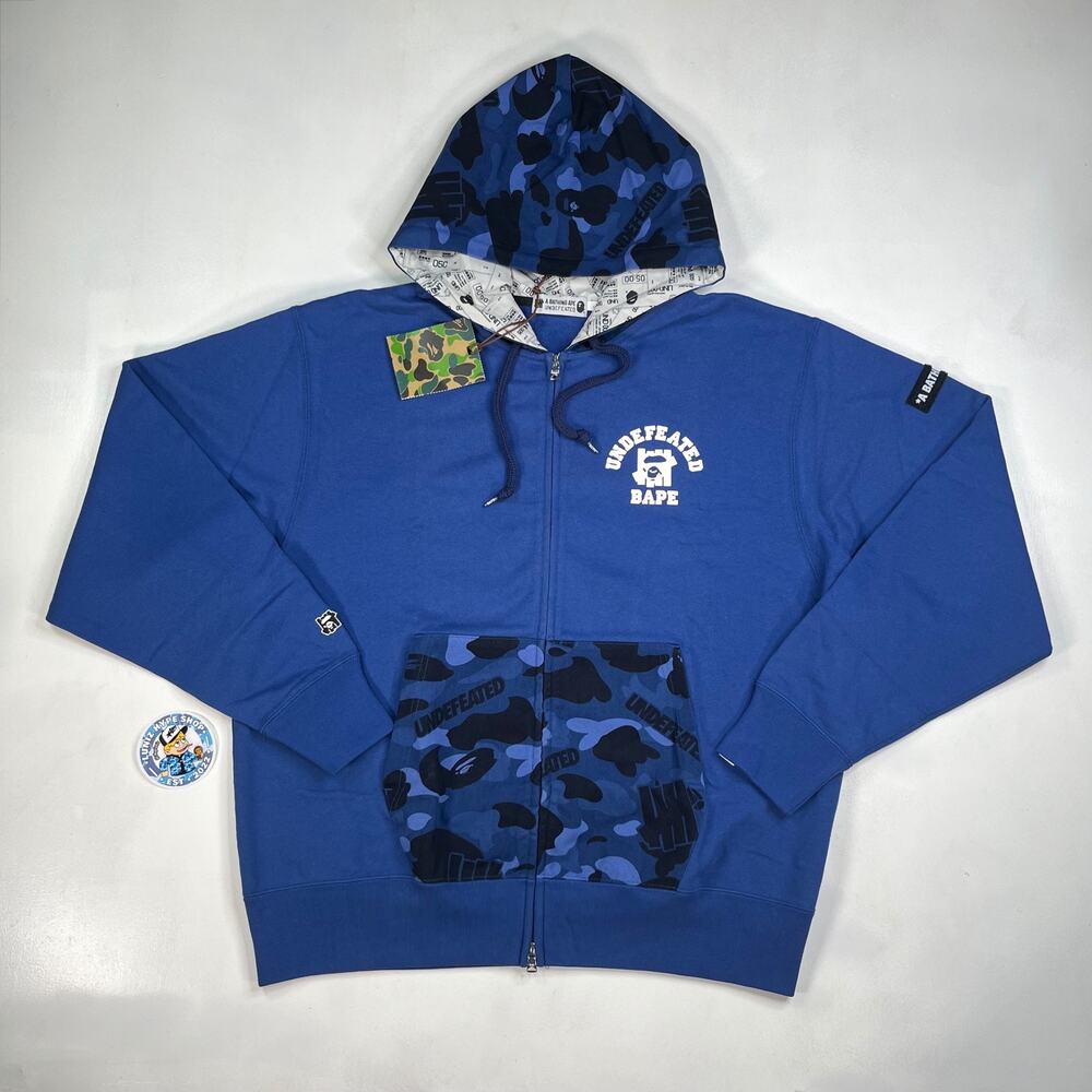 BAPE x Undefeated Blue Camo Relaxed Zip Hoodie